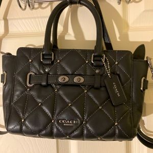 Coach quilted black leather studded Blake